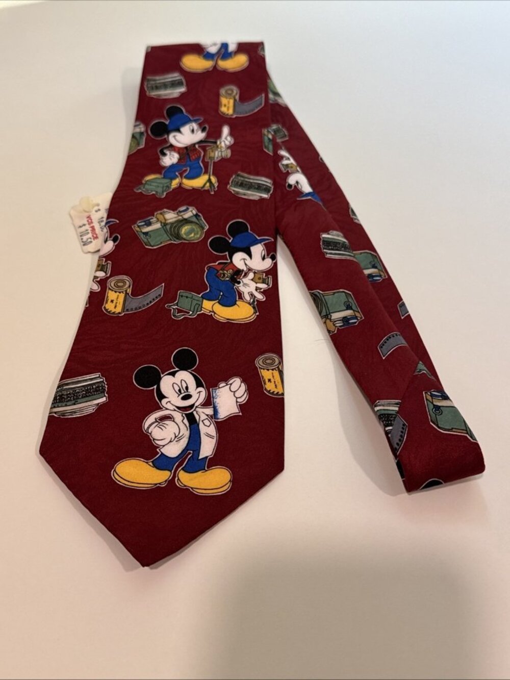 Mickey Unlimited Necktie Tie Photographer Mickey Mouse Film Camera Red Travel